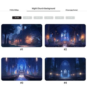 24 Night Church Themed Background Asset, BGM Background, Music Background, Vtuber Background, Room Background, Vtuber Asset