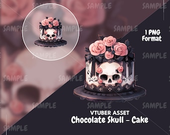 Chocolate Skull - Cake, VTuber Cake, Birthday Stream, VTuber Birthday, VTuber Asset, VTuber Decoration