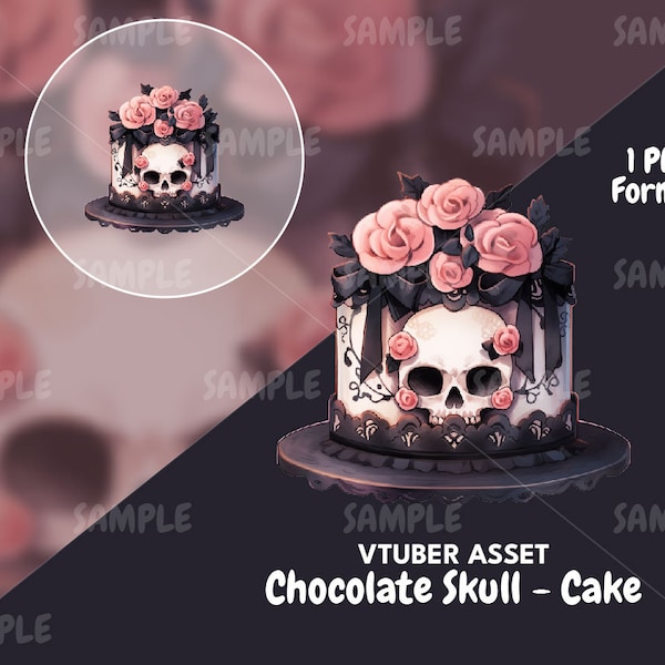 Tête de mort en chocolat - Gâteau, gâteau VTuber, flux d'anniversaire, anniversaire VTuber, atout VTuber, décoration VTuber