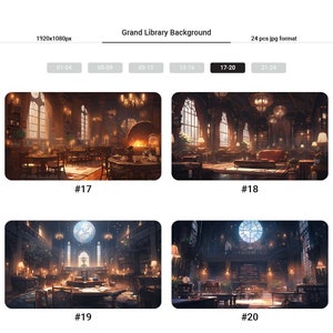 Grand Library Vtuber-bakgrund: 24 AI-genererade JPG-bilder bild 5