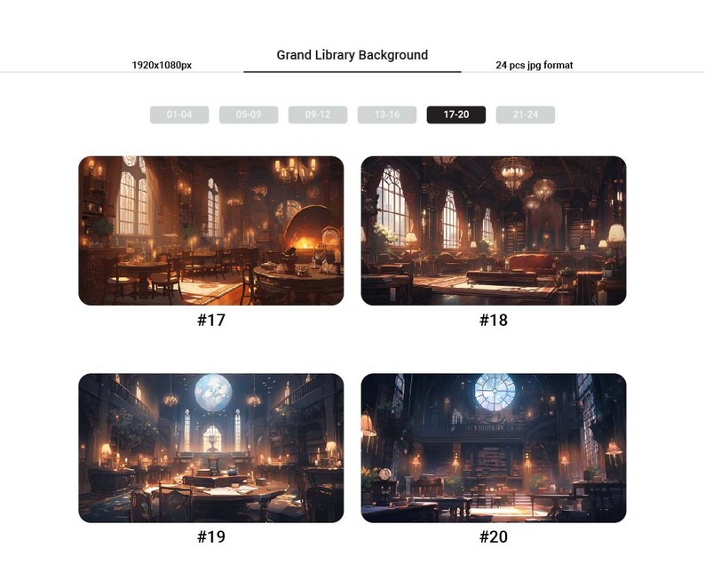 Grand Library Vtuber-bakgrund: 24 AI-genererade JPG-bilder bild 5