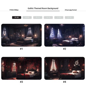 24 Gothic Room Themed Background Asset, BGM Background, Music Background, Vtuber Background, Room Background, Vtuber Asset