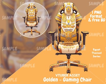 Silla gamer Golden Egypt VTuber: 2 fondos de pantalla gratuitos (PNG)