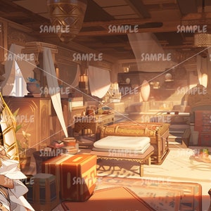 Pode incluir: Uma pessoa jovem com cabelo castanho e pele morena senta-se em um trono dourado em um quarto com uma luz quente e dourada. O quarto &eacute; decorado com uma mistura de m&oacute;veis tradicionais e modernos, incluindo uma cama grande com len&ccedil;&oacute;is brancos, uma mesa de madeira com livros e uma planta em vaso. A pessoa est&aacute; vestindo uma t&uacute;nica branca com detalhes dourados e tem os bra&ccedil;os cruzados.