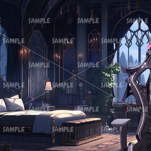 Violet Demon-spelstol, VTuber-bakgrund, VTuber-tillgång, Vtuber-dekoration, Vtuber-mikrofon bild 3