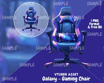 Silla de juego Galaxy PNG: Recurso de transmisión de VTuber + 2 fondos