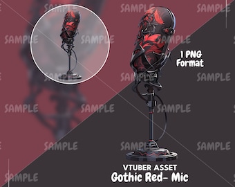 Red Gothic Mic, VTuber Mic, VTuber Asset, Vtuber Decoration