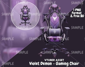 Violet Demon Gaming Chair, VTuber Background, VTuber Asset, Vtuber Decoration, Vtuber Mic