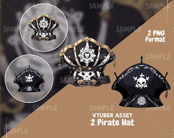 2 Recursos de VTuber con Sombrero Pirata: Decoración de Stream (PNG)