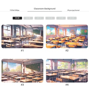 24 Classroom Themed Background Asset, BGM Background, Music Background, Vtuber Background, Room Background, Vtuber Asset