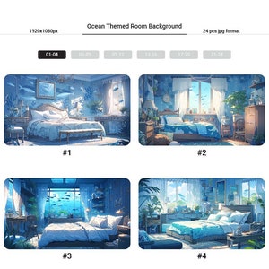 24 Ocean Room Themed Background Asset, BGM Background, Music Background, Vtuber Background, Room Background, Vtuber Asset