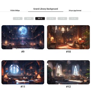 Grand Library Vtuber-bakgrund: 24 AI-genererade JPG-bilder bild 3