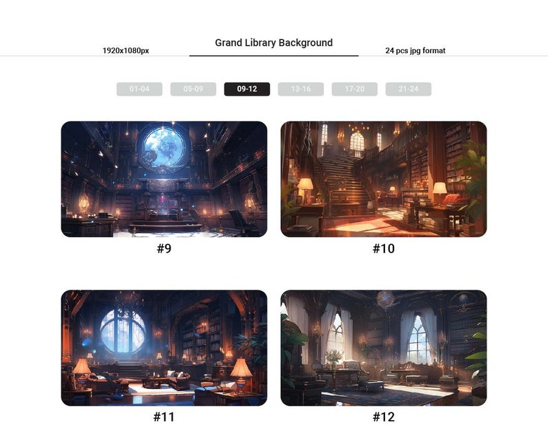 Grand Library Vtuber-bakgrund: 24 AI-genererade JPG-bilder bild 3