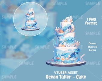 Ocean Taller Cake Series, VTuber Cake, Birthday Stream, VTuber Birthday, VTuber Asset, VTuber Decoration
