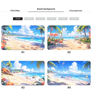 24 Beach Background Asset, BGM Background, Music Background, Vtuber Background, Room Background, Vtuber Asset