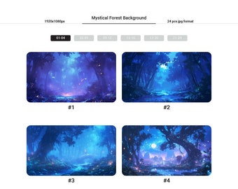 24 tła z motywem mistycznego lasu: zasoby Vtuber Room (pobieranie cyfrowe)
