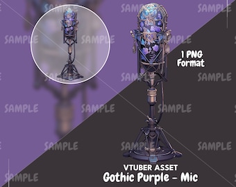 Gotycki fioletowy mikrofon: zasób VTubera (PNG)