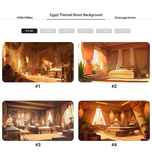24 Egypt Room Themed Background Asset, BGM Background, Music Background, Vtuber Background, Room Background, Vtuber Asset