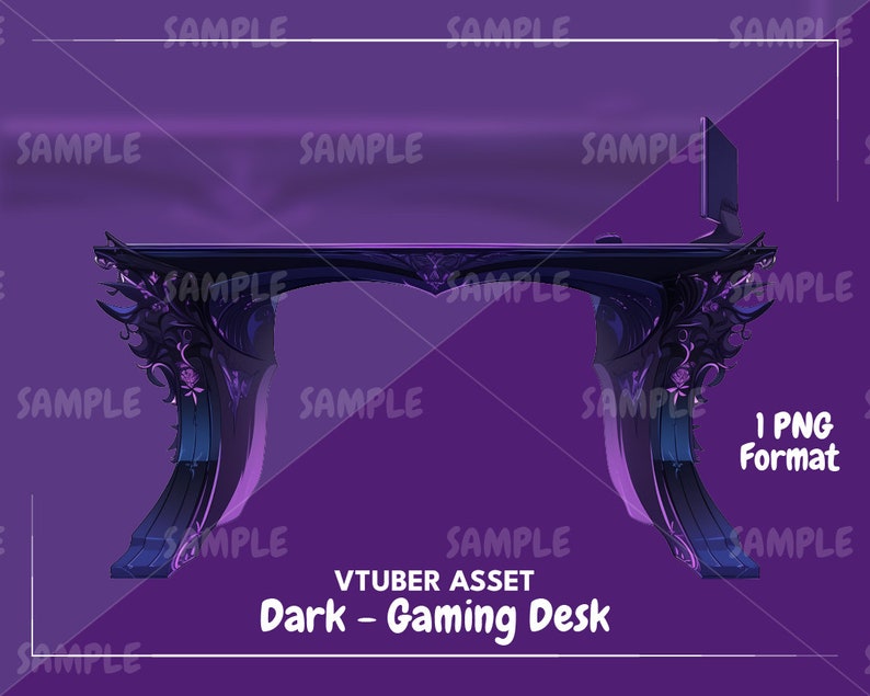 Dark Gaming Desk: VTuber Stream-resurs (PNG-nedladdning) bild 1