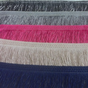 Puede incluir: Cinco colores diferentes de ribete de flecos, incluyendo negro, gris, rosa, beige y azul marino. El fleco tiene aproximadamente 2,5 cm de largo.