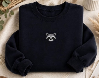 Cute Raccoon Sweatshirt, Minimal Animal Sweatshirt, Small Chest Design Crewneck, Aesthetic Cozy Unisex Sweatshirt, Gift for Animal Lovers