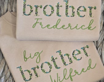 Personalized Embroidered Big Brother T-Shirt, New Baby Gift