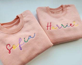 Personalised Embroidered Name Sweatshirts, multi coloured