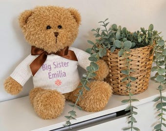 Embroidered Personalised Teddy Bear, New Baby Gift, Flower Girl, Page Boy