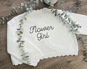 Personalised Embroidered Flower Girl Cardigan, Matching, Wedding, Keepsake, Photos