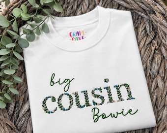 Personalised Embroidered Big Cousin T-Shirt, Pregnancy Announcement Gift
