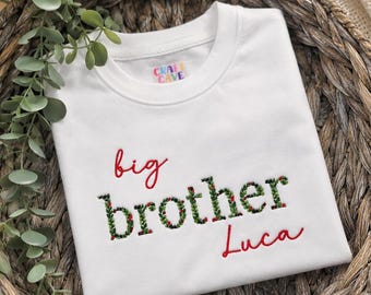 Embroidered Big Brother/Little Brother Jumper, Christmas Style, Pregnancy Announcement, Christmas Card Design, Big Brother At Christmas