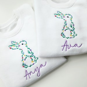 Embroidered Easter Bunny Sweatshirt, Boys & Girls, Kids Fashion, Keepsake, Floral Bunny image 3