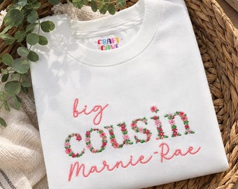 Personalised Embroidered Big Cousin T-Shirt, Pregnancy Announcement Gift