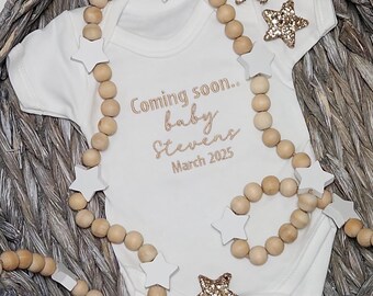 Embroidered Baby Announcement Vest, Pregnancy Announcement, Gender Reveal
