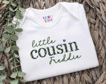 Embroidered Little Cousin BabyGrow, New Baby, Matching, Florals