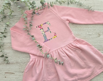 Floral Initial Embroidered Dress, Personalised Baby Clothes