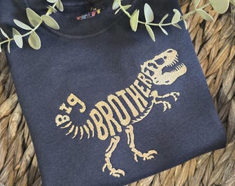 Embroidered Big Brother Sweatshirt, Dino Sweatshirt, Kids Personalised Jumper
