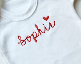 Embroidered Name Vest, Tshirt, Sweatshirt, Valentines, New Baby