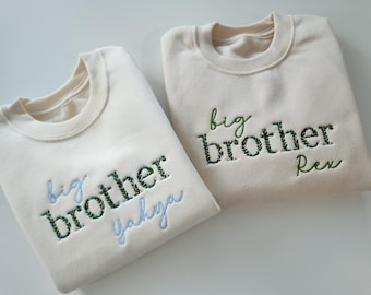 Embroidered Big Brother, Little Brother Jumper, Pregnancy Announcement, Keepsake, Floral, Personalised
