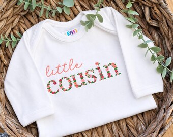 Embroidered Little Cousin BabyGrow, New Baby, Matching, Florals