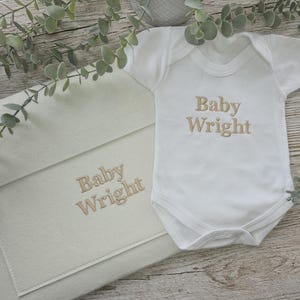 Embroidered Baby Folder, Keepsake Storage, Pregnancy Announcement Vest