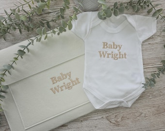 Embroidered Baby Folder, Keepsake Storage, Pregnancy Announcement Vest