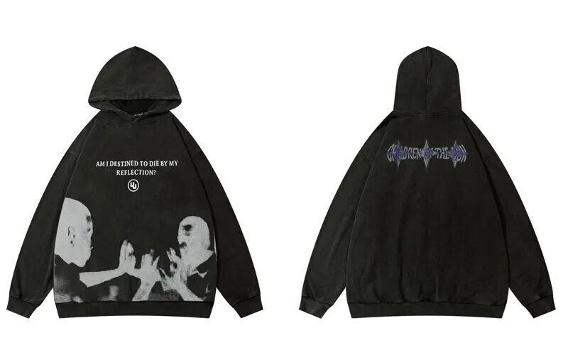 Oversized Black Hoodie Streetwear Hip Hop Abstract Graphic - Etsy