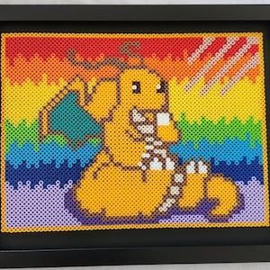 Dragonite TCG based perler bead portrait