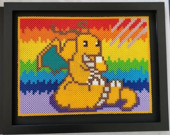 Retrato de cuentas de perler basado en Dragonite TCG