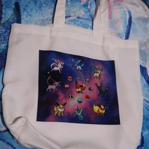Galaxy Eeveelution reusable tote bag