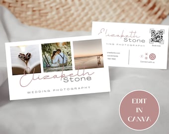Foto Visitenkarte Vorlage Bearbeitbar Canva Fotografie Visitenkarte QR-Code Boho Design Sofort Download Visitenkarte Vorlage