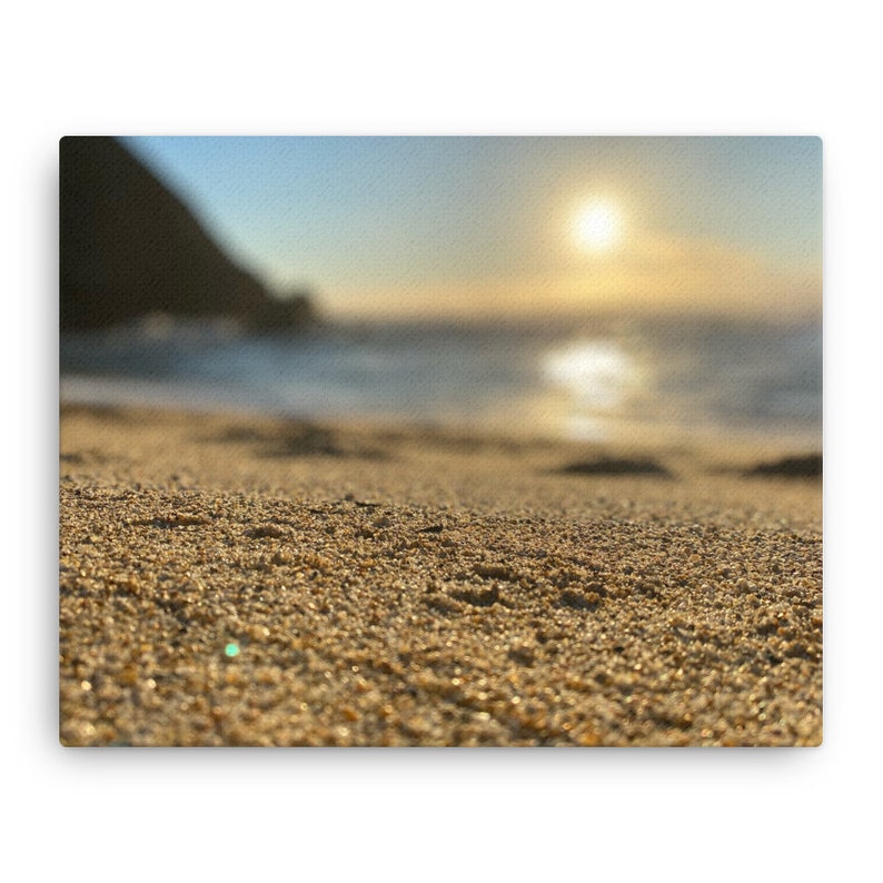 Canvas Print Grey Whale Cove Beach, Pacifica, CA Pacific Ocean Sunset