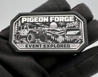 2026 Great Smoky Mountain Jeep Invasion Badge, Pigeon Forge Emblem, 4Dr Wrangler JK/JL Design