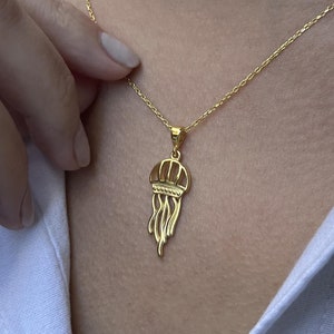 Silber Qualle Anhänger Halskette: Ocean Schmuck Geschenk